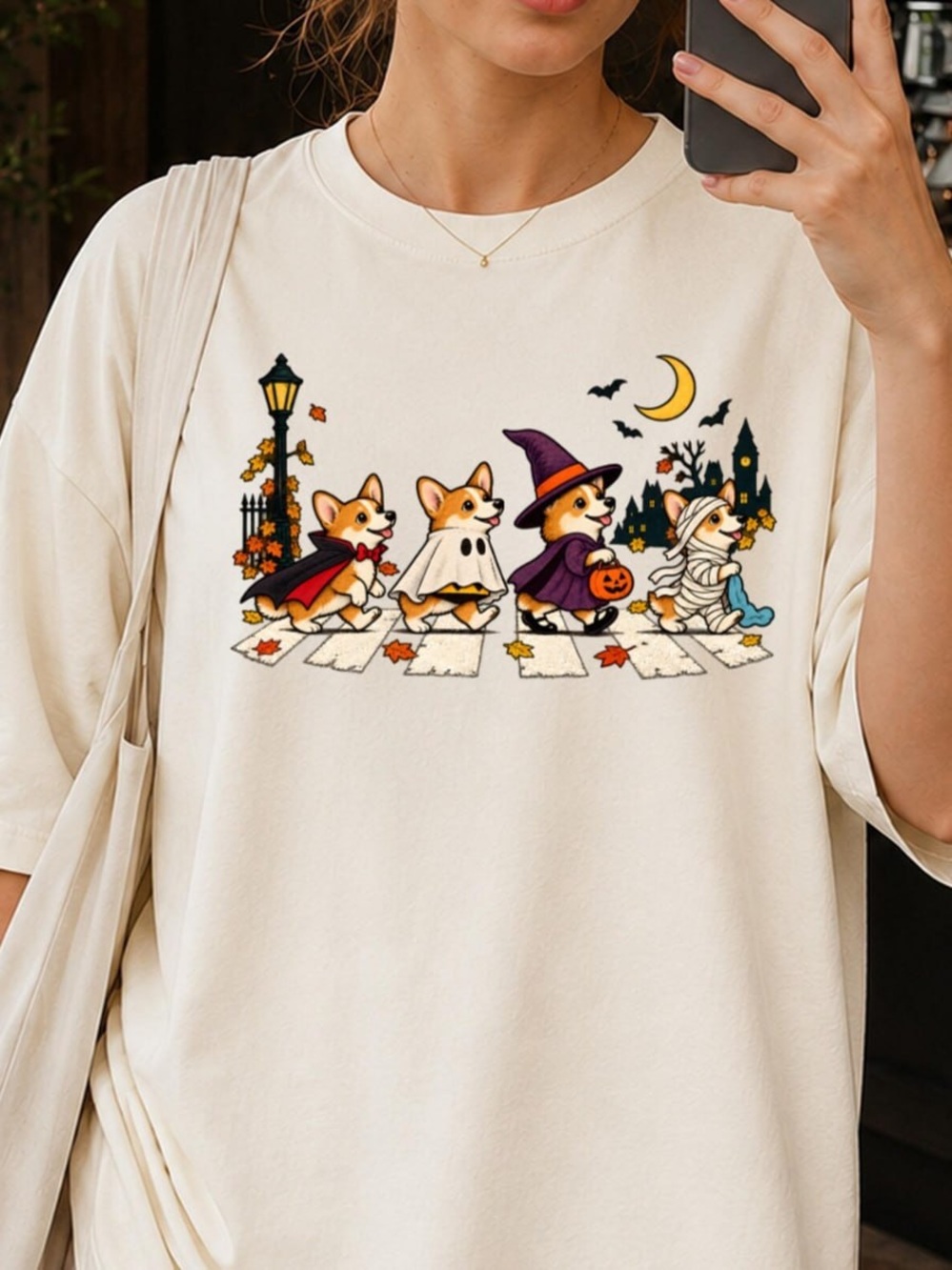 Comfort Colors Ivory Halloween Corgi Graphic Tee